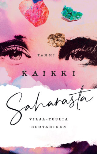 Kirjan kansikuva, jossa on kuva silmistä ja vaaleanpunainen tausta